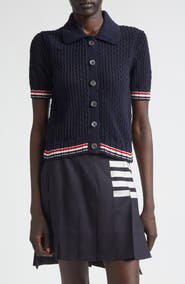 Thom Browne Hector Icon Pointelle Stitch Crop Cardigan