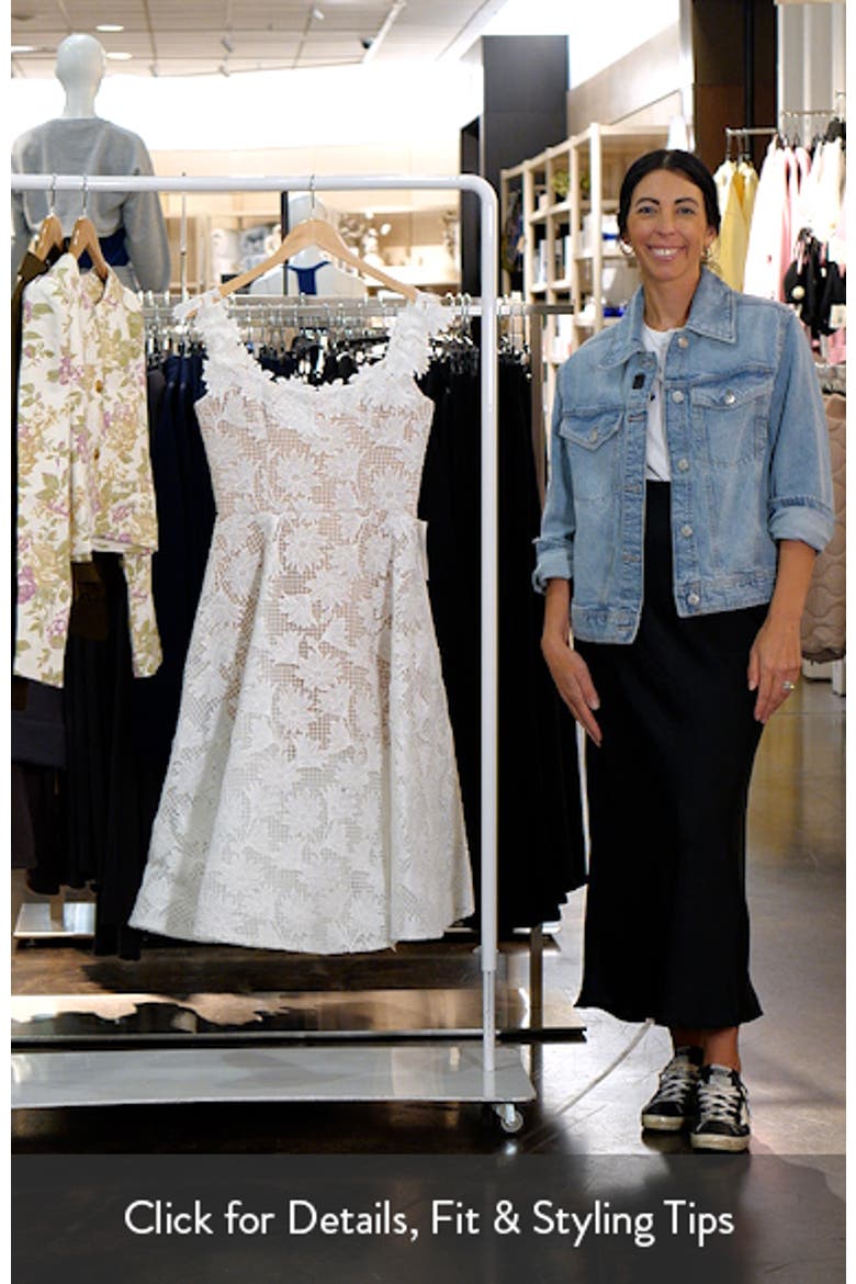 Valentina Floral Appliqué Off the Shoulder Cocktail Midi Dress video
