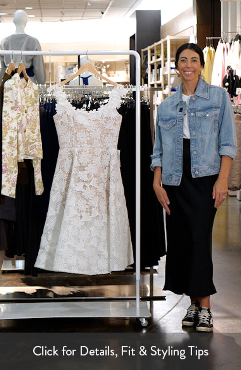 Valentina Floral Appliqué Off the Shoulder Cocktail Midi Dress, sales video thumbnail