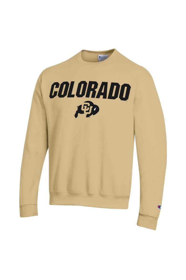 Men's Champion  Gold Colorado Buffaloes Straight Over Logo Powerblend Pullover Sweatshirt, Alternate, color, Gold