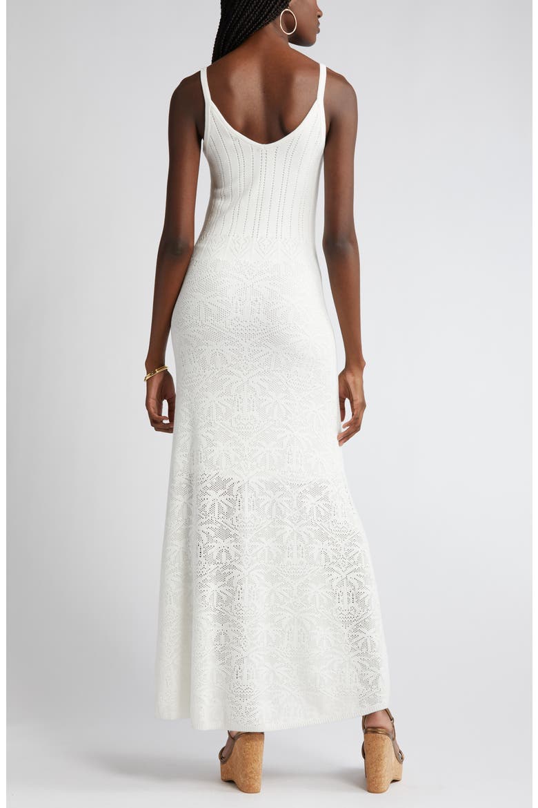 Palm Tree Embroidered Knit Maxi Dress, Alternate, color, IVORY