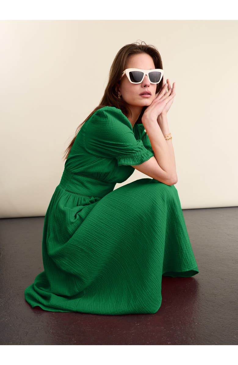 Baukjen Bella Organic Cheesecloth Midi Dress, Alternate, color, Bright Emerald