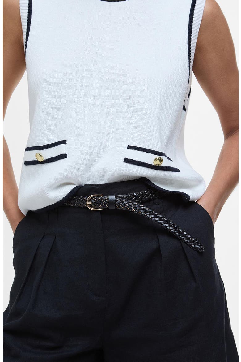 Amy Contrast Detail Sleeveless Cotton Sweater, Alternate, color, CLOUD