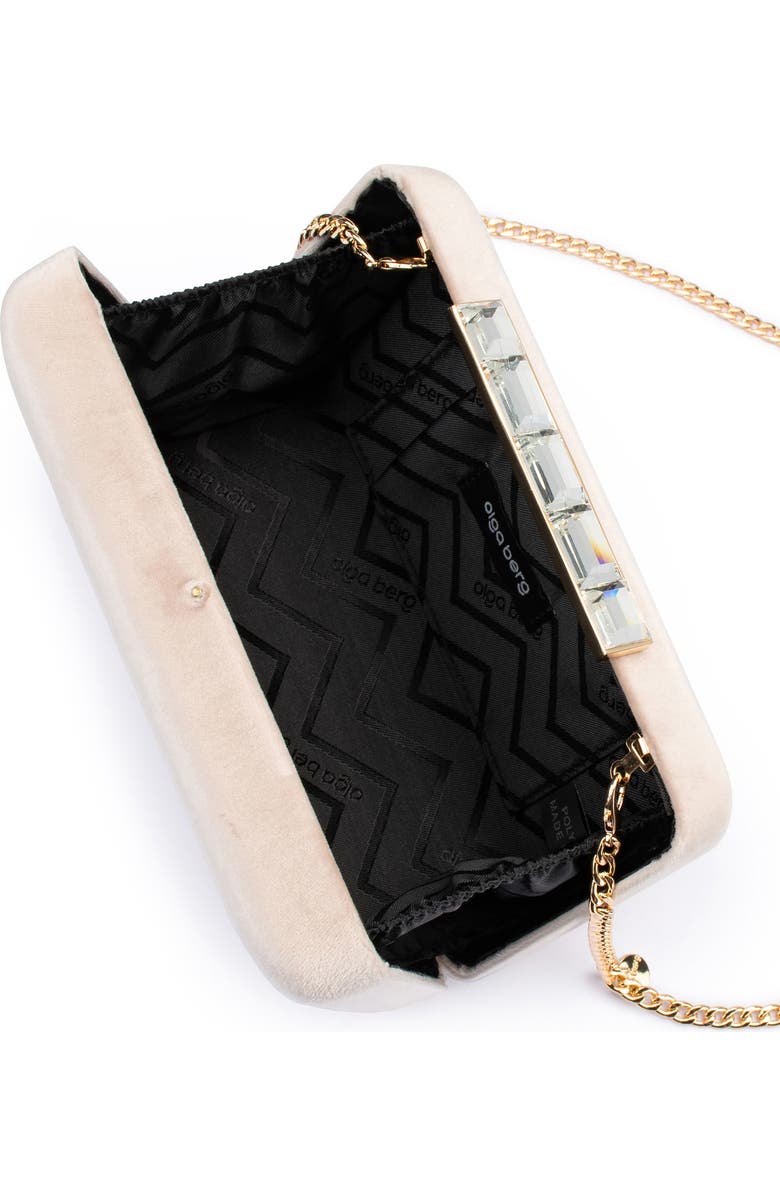 Olga Berg Bess Velvet Frame Clutch, Alternate, color, Natural
