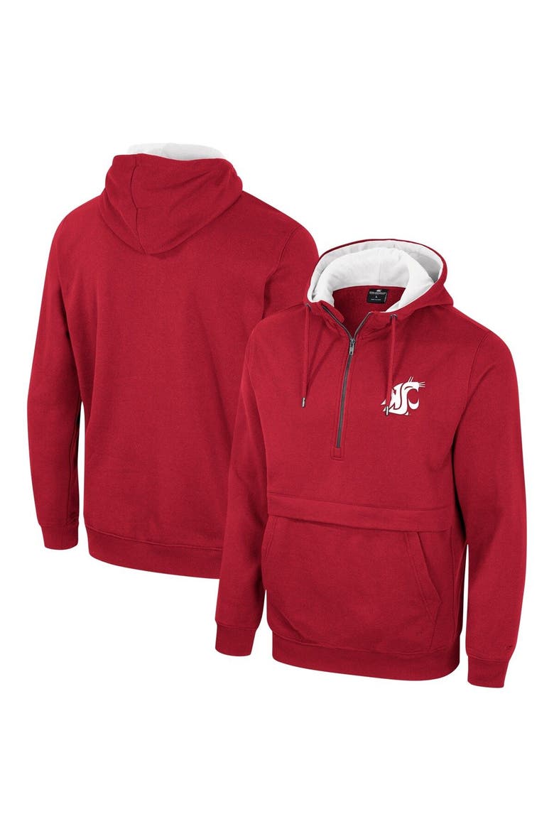 Men's Colosseum Crimson Washington State Cougars Half-Zip Hoodie, Main, color, Crimson