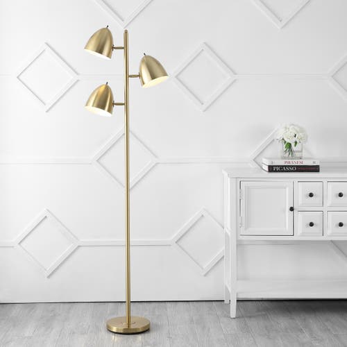 Jonathan Y Billy 66.5" 3-light Modern Contemporary Iron Led Floor Lamp In Brass Gold