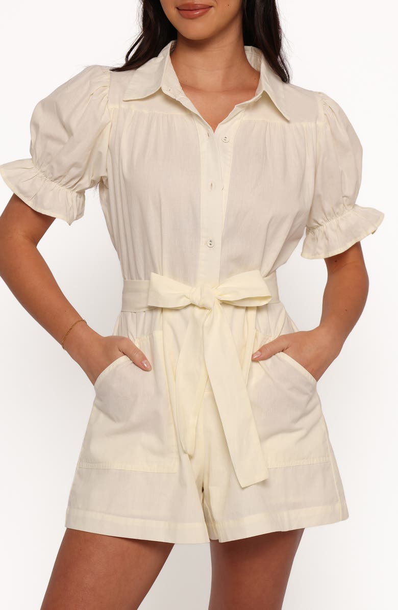 Petal & Pup Riley Tie Waist Cotton Romper, Alternate, color, 