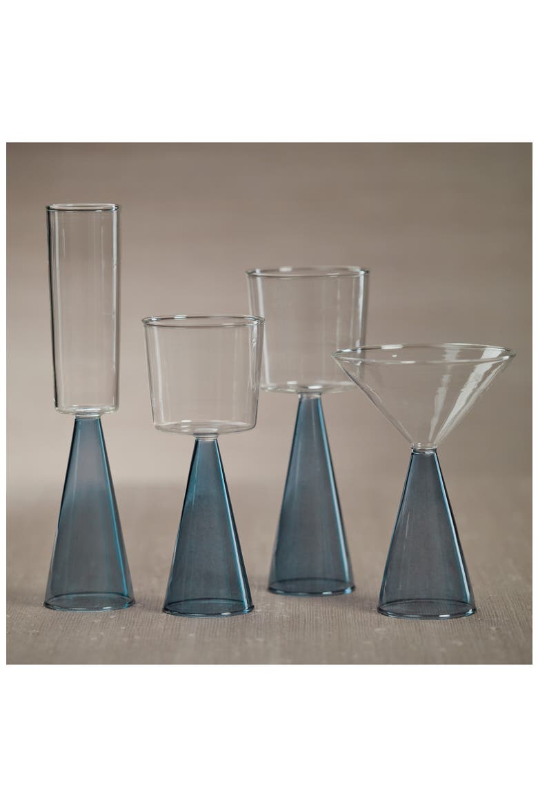 Viterbo Set of 4 White Wine Glasses, Alternate, color, CLEAR/ BLUE