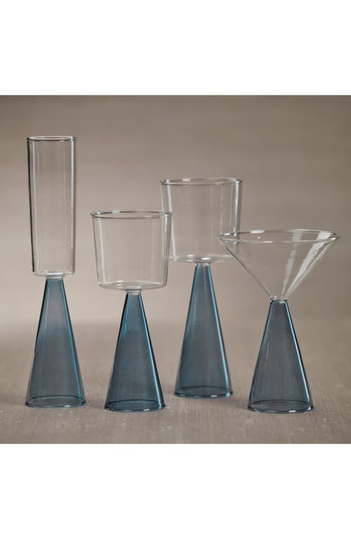 Zodax Viterbo Set Of 4 White Wine Glasses In Blue