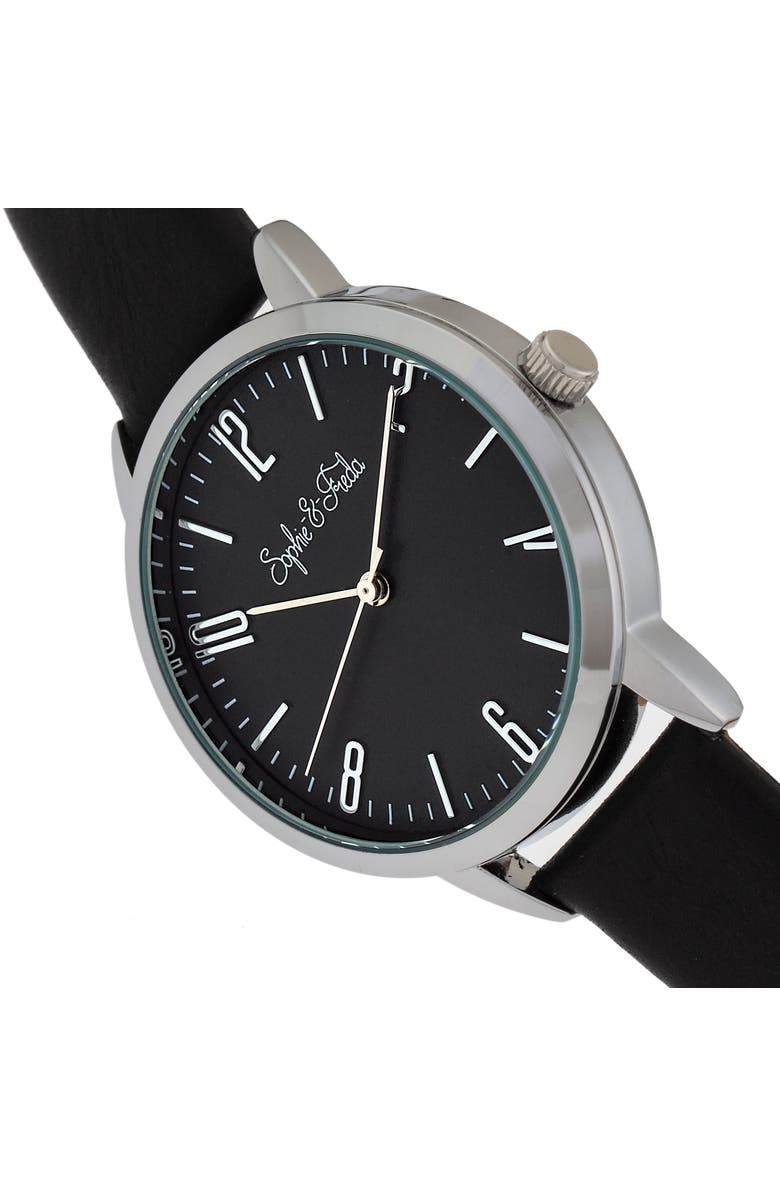 Sophie and Freda Vancouver Leather-Band Watch, Alternate, color, Black