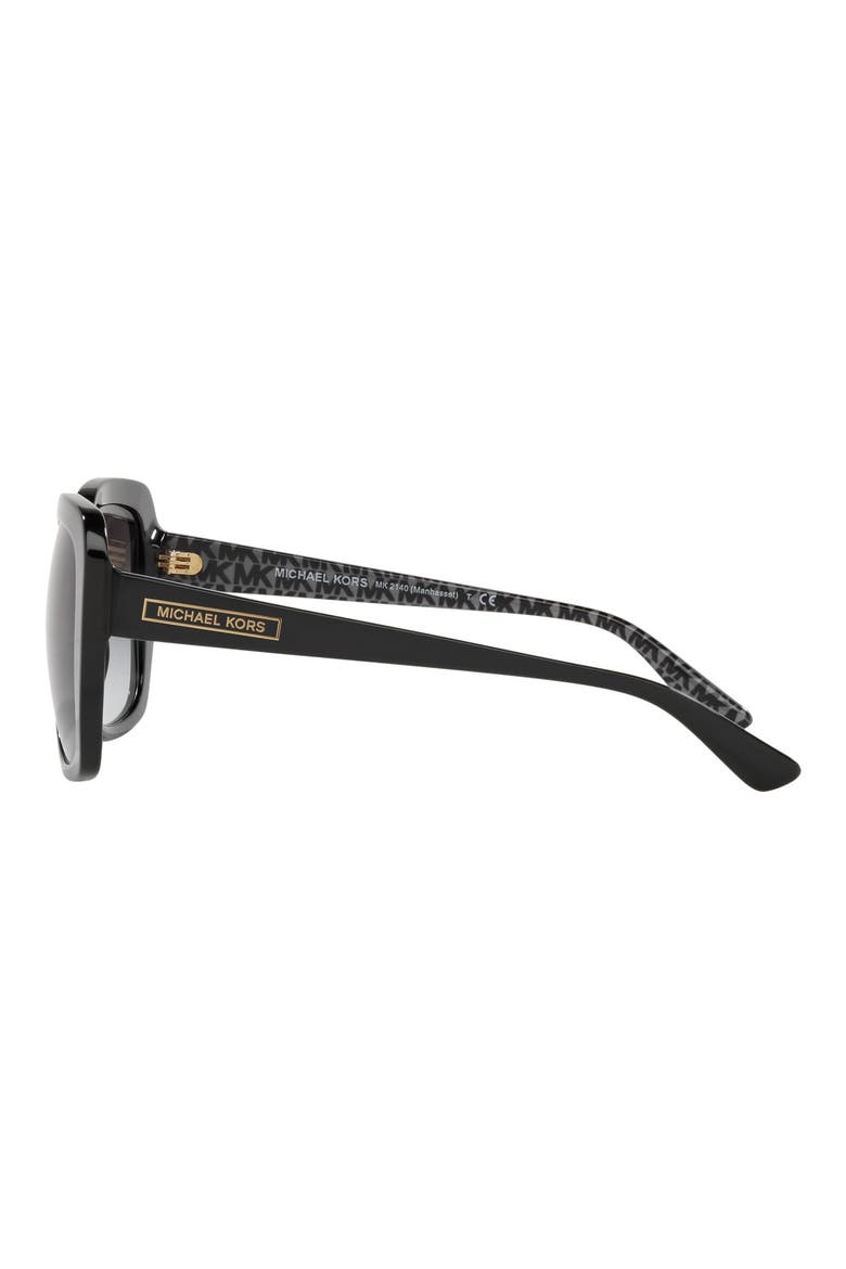 55mm Square Sunglasses, Alternate, color, BLACK