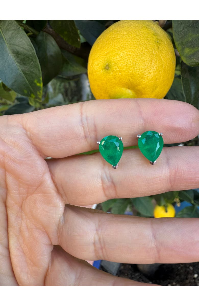 Gemma Azzurro Pear Emerald Stud Earrings, Alternate, color, Green