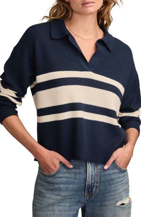 Stripe Rugby Polo Sweater