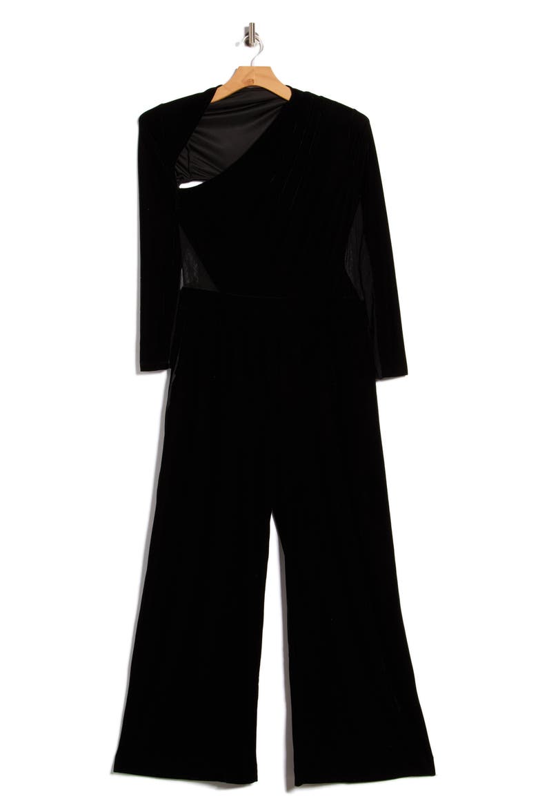 Karolina Long Sleeve Velvet Jumpsuit, Main, color, BLACK