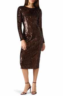 Steve Madden Hailee Sequin Long Sleeve Midi Dress