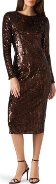 Steve Madden Hailee Sequin Long Sleeve Midi Dress