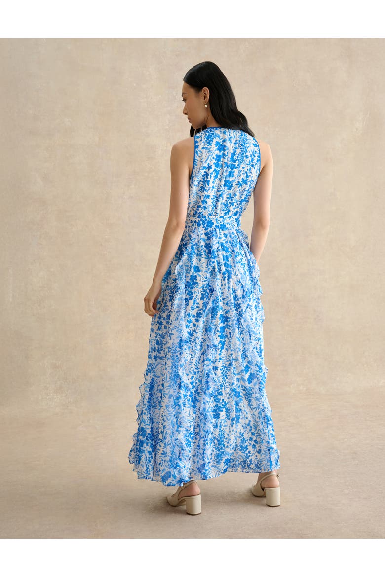 Taryn Floral Ruffle Maxi Dress, Alternate, color, Ivoryblue