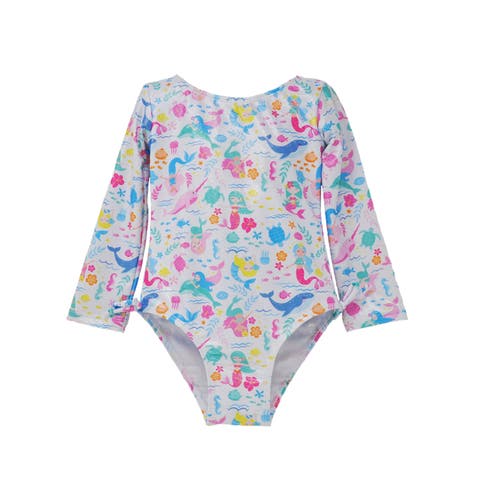 Girl's  UPF 50+ Charlie Long SleeveRash Guard Swimsuit