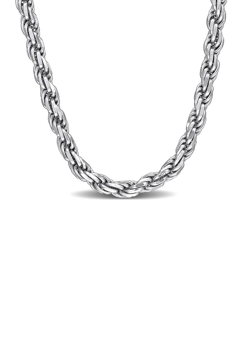 Diamond Cut Rope Chain Necklace, 3.3mm, Main, color, SILVER