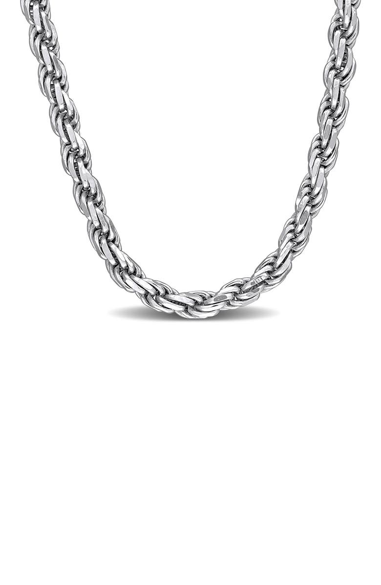 DELMAR Diamond Cut Rope Chain Necklace, 3.3mm, Main, color, Silver