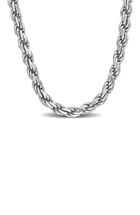 Diamond Cut Rope Chain Necklace, 3.3mm