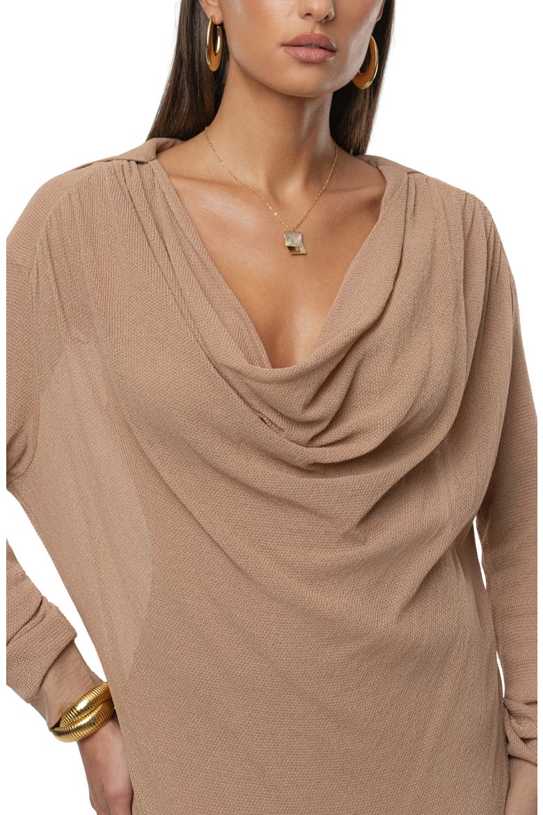 Savanna Cowl Neck Long Sleeve Maxi Dress, Alternate, color, BEIGE