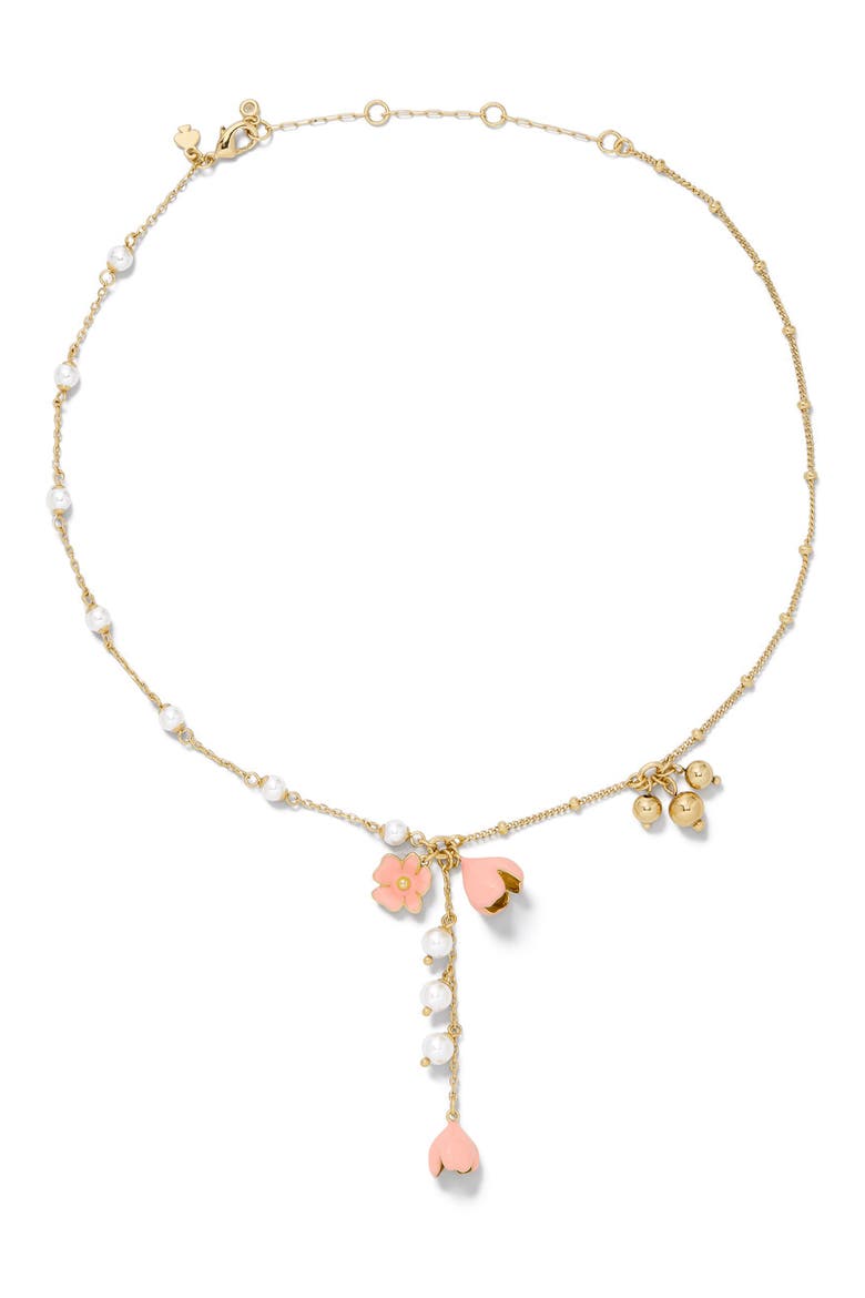 golden bloom y-necklace, Alternate, color, PINK.
