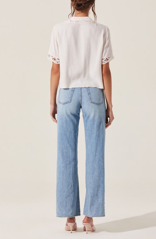 Astr The Label Elinda Lace Detail Button-up Shirt In Blush