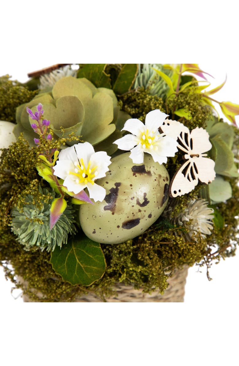Northlight Butterflies and Easter Eggs Artificial Floral Arrangement - 7", Alternate, color, Green
