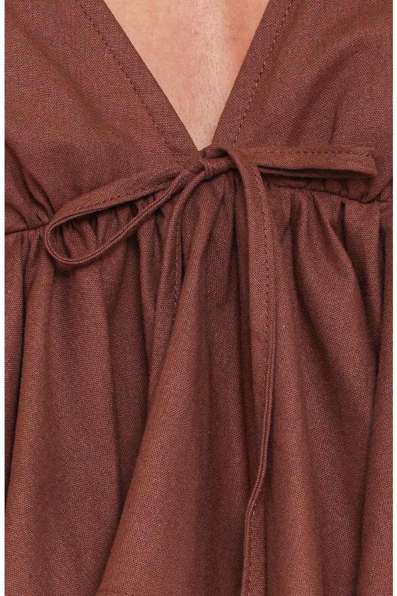 Brienne Tie Front Cotton Peplum Top, Alternate, color, CHOCOLATE