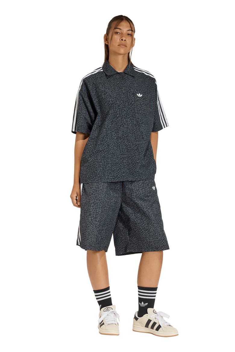 Print Long Shorts, Alternate, color, BLACK/ GREY SIX