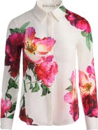 Alice + Olivia Willa Floral Silk Button-Up Shirt