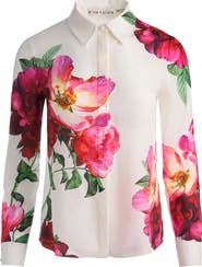 Alice + Olivia Willa Floral Silk Button-Up Shirt
