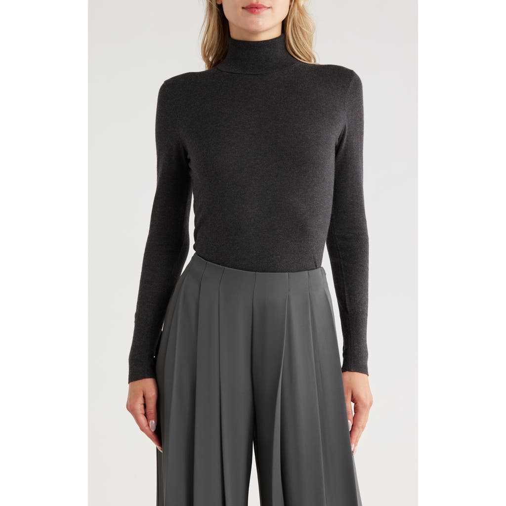 L Agence L'agence Cotton & Silk Blend Turtleneck Sweater In Black