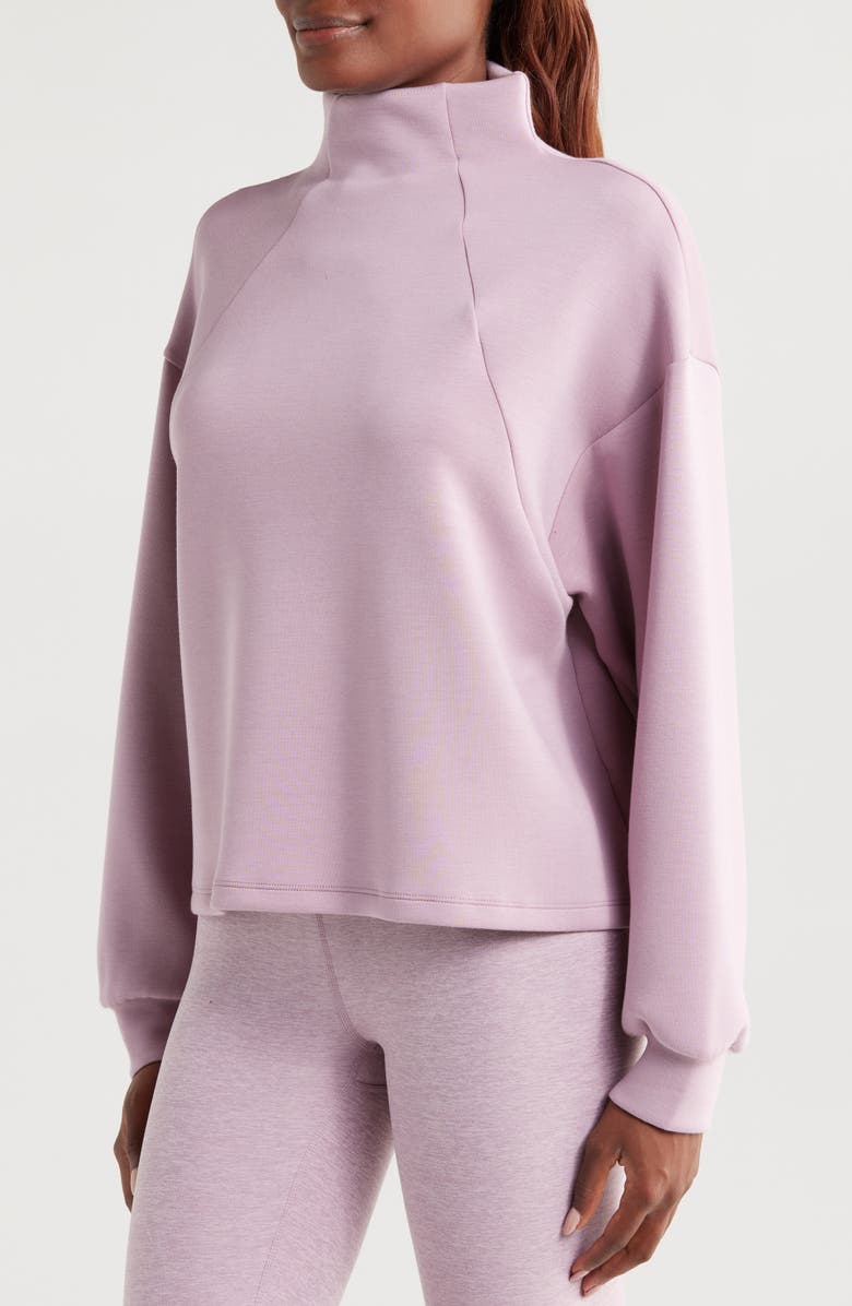 Zella Soft Scuba Knit Funnel Neck Modal Blend Top, Alternate, color, Purple Morn