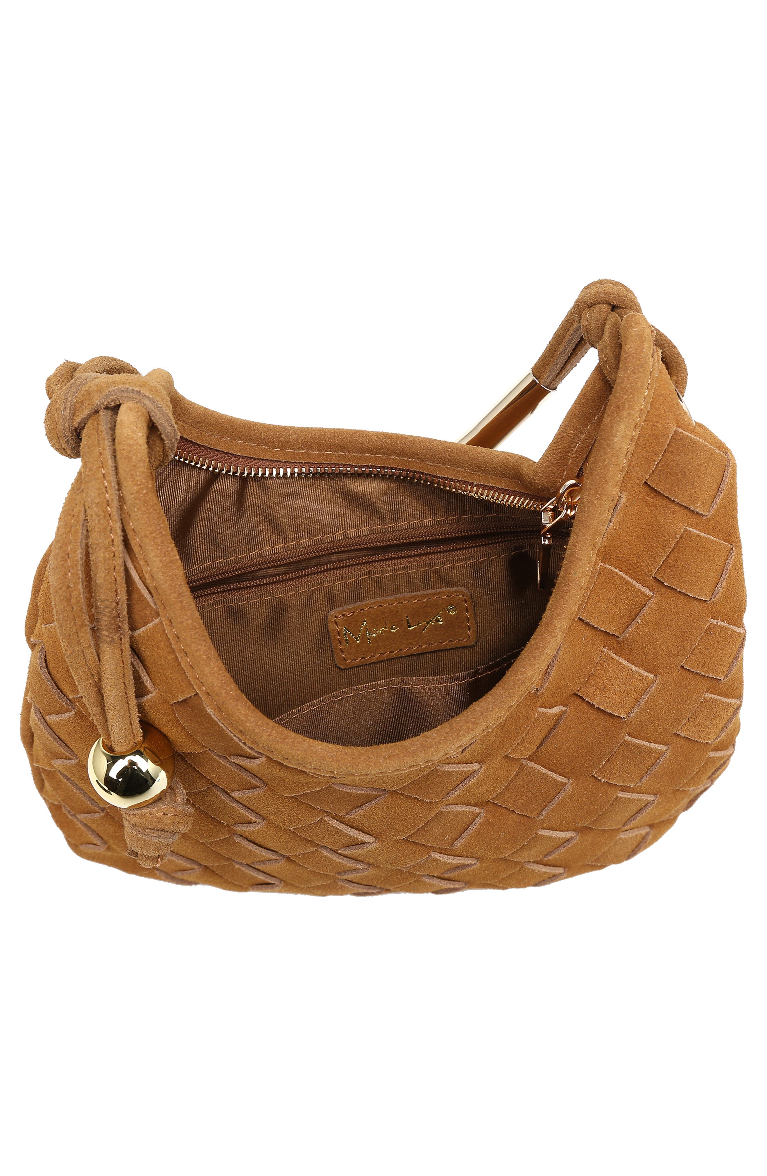 Woven Leather Shoulder Bag, Alternate, color, TAN