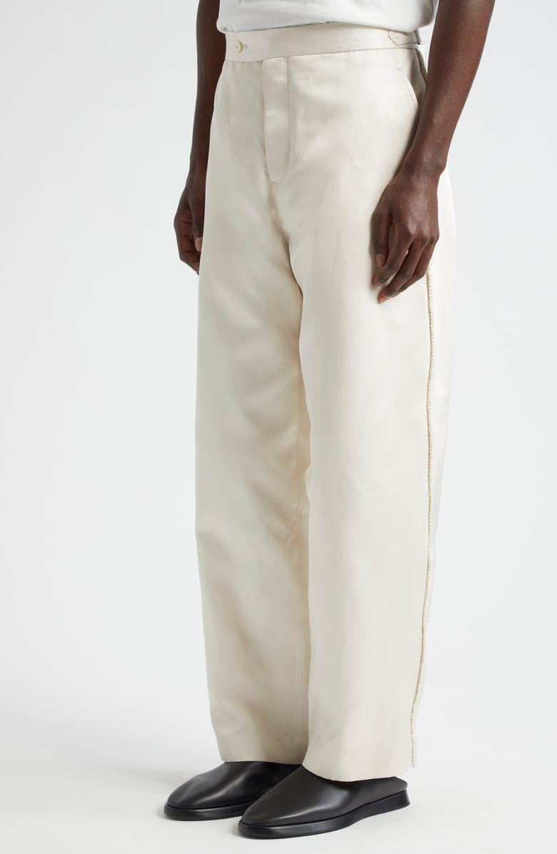 Bode Roping Silk Twill Tuxedo Trousers, Alternate, color,