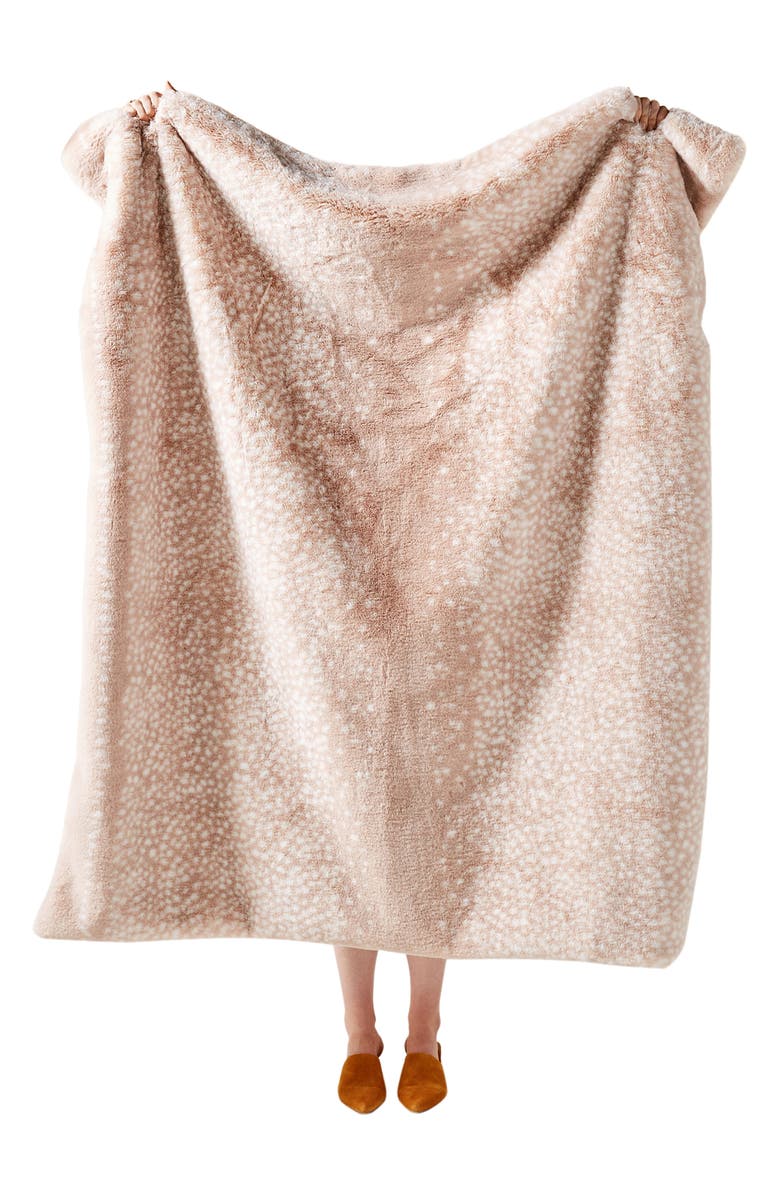 Anthropologie Home Fawn Faux Fur Throw Blanket, Alternate, color, 