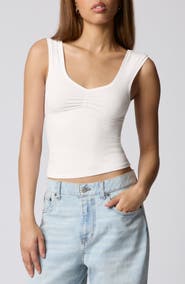 Florence by Mills Ruched Bust Cotton Blend Tank