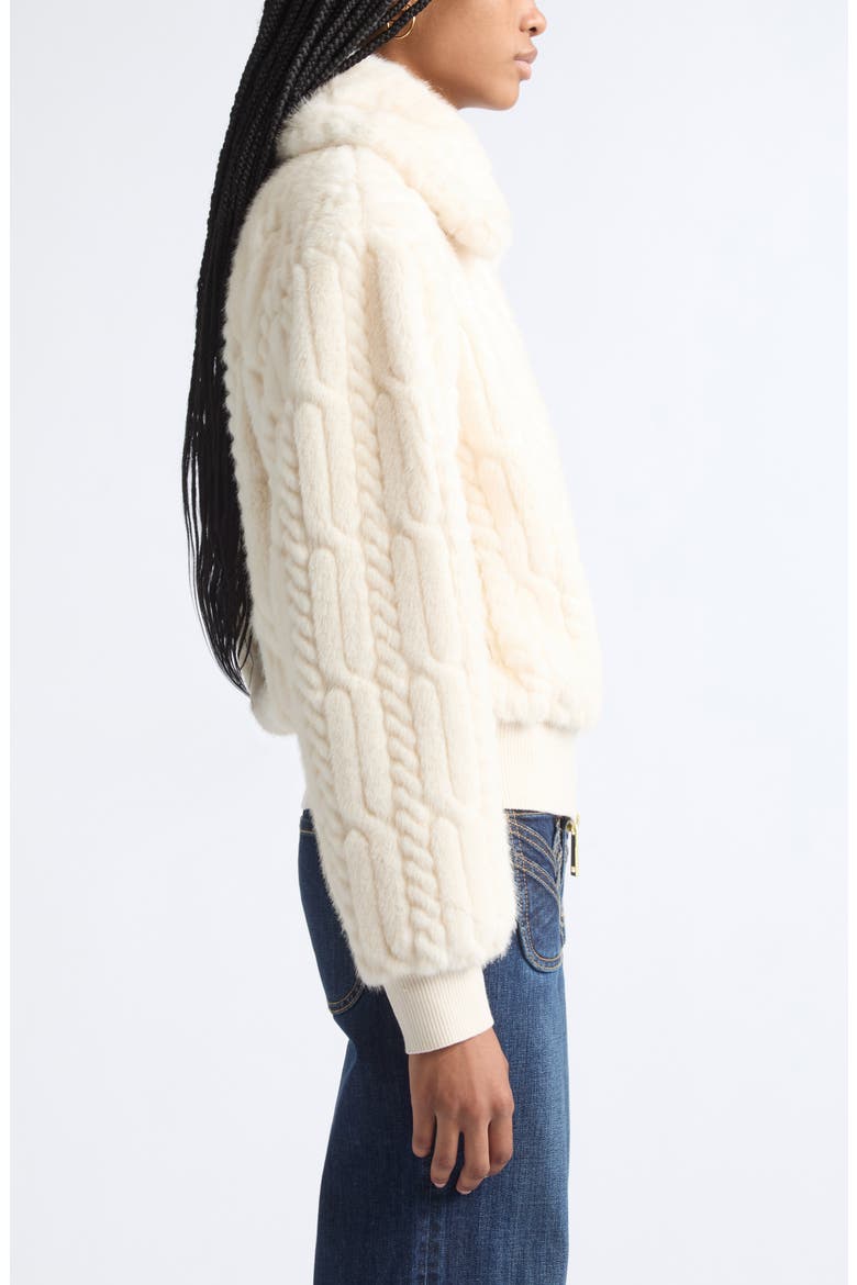 Nola Cable Faux Fur Bomber Jacket, Alternate, color, WINTER WHITE