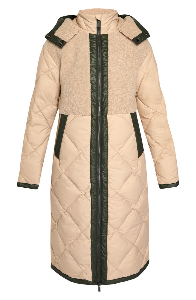 Sweaty Betty Navigate Long Hooded Mixed Media Coat, Alternate, color, 