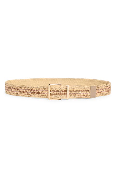 Stripe Faux Straw Belt