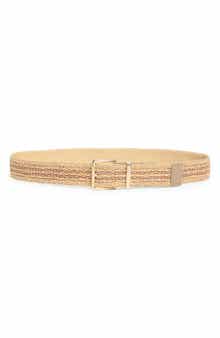 Stripe Faux Straw Belt