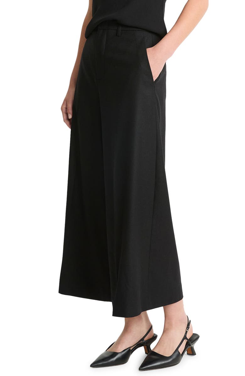 Vince Mid Rise Flannel Culottes, Alternate, color, Black