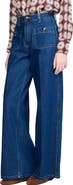 SANDRO Raw straight patch pocket jeans