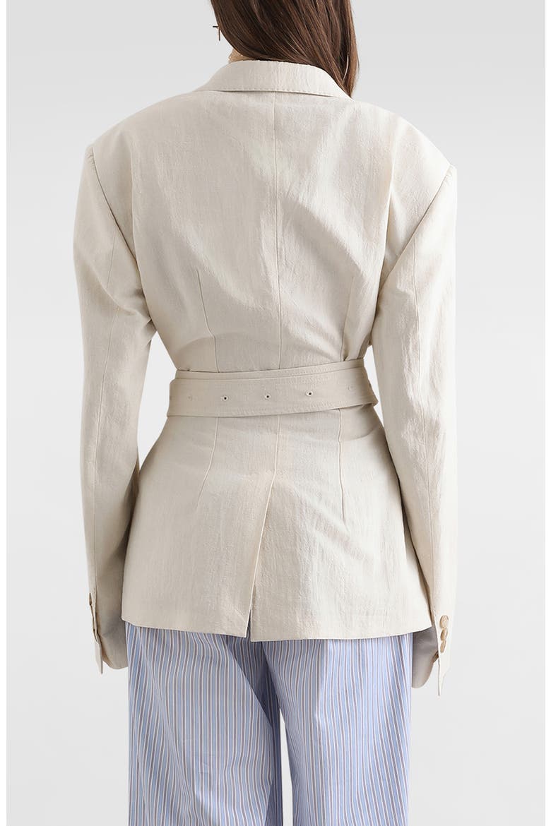 Taormina Belted Cotton & Flax Jacket, Alternate, color, W0001 NATURAL WHITE