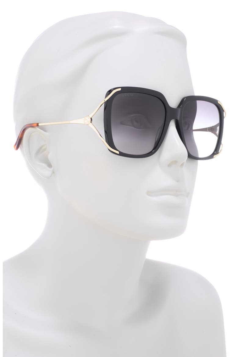 56mm Oversize Square Sunglasses, Alternate, color, BLACK GOLD GREY