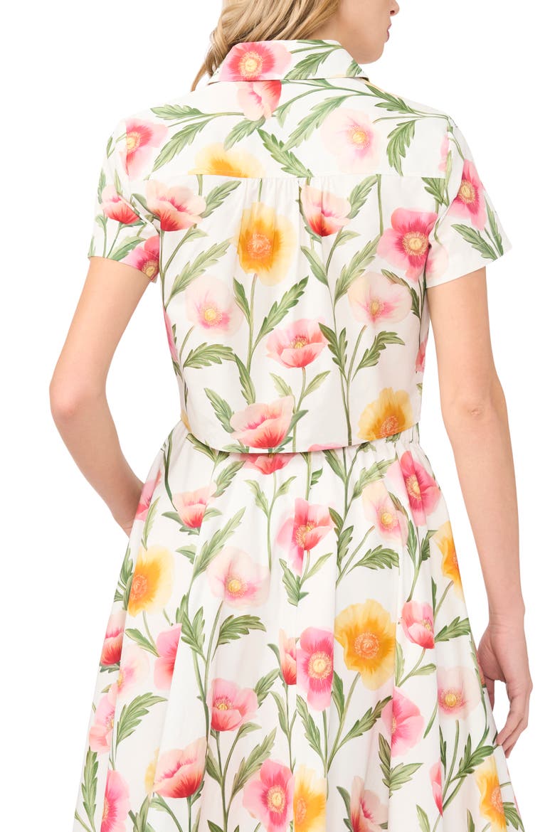 Libby Floral Tie Front Cotton Button-Up Shirt, Alternate, color, ULTRA WHITE