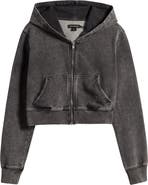 Good American Jeanius Shrunken French Terry Zip Hoodie