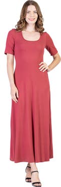 24seven Comfort Apparel Petites Casual Maxi Dress With Sleeves